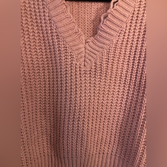 Womens Loose Knitted Off The Shoulder Sweater Solid V Neck Pullover Crop Top - Picture 3 of 4